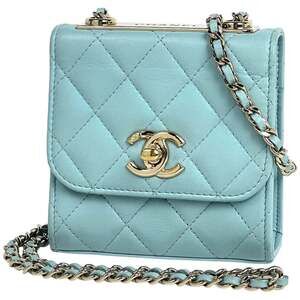 CHANEL Coco Mark Chain Shoulder Bag, Mini Matelasse Trendy CC Leather, Light ...